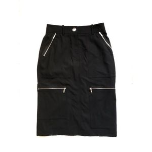 Black Céline Wool Skirt with Zipper Details 34
